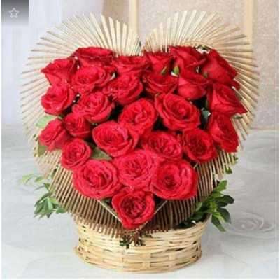Heart Shaped Basket Of 50 Exotic Red Roses Profile Picture