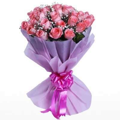 Bouquet Of 24 Pink Roses Profile Picture
