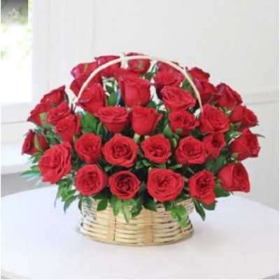 Basket Arrangement Of 35 Red Roses Profile Picture